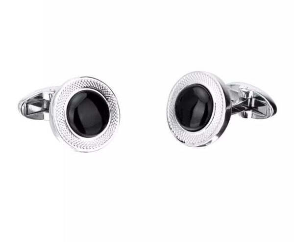 Smart Man Cufflink silver with Black stone