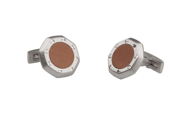 Raceometer official Cufflink Octagon Shape , Brown middle